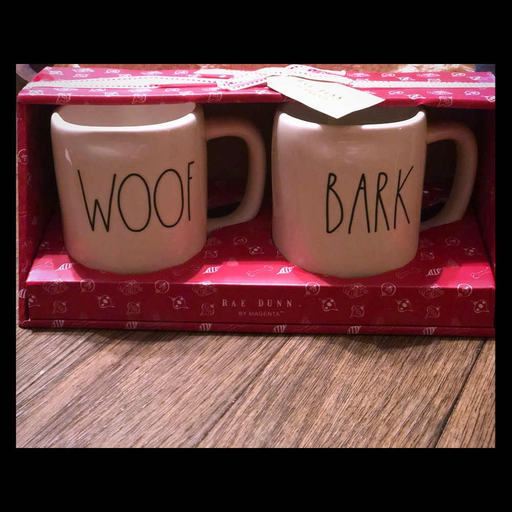 Rae Dunn Bark/Woof Holiday Mug Set